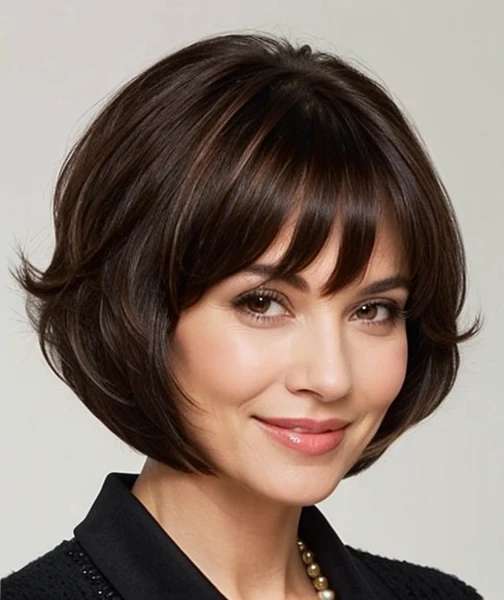 Layered Feathered Bob with Bangs