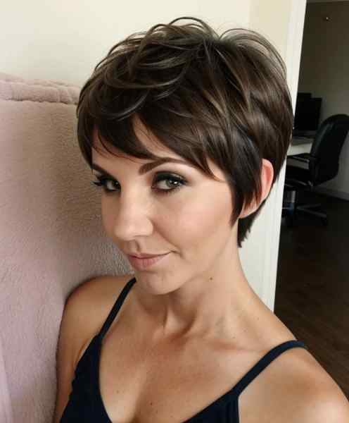 Short layered shag pixie cut