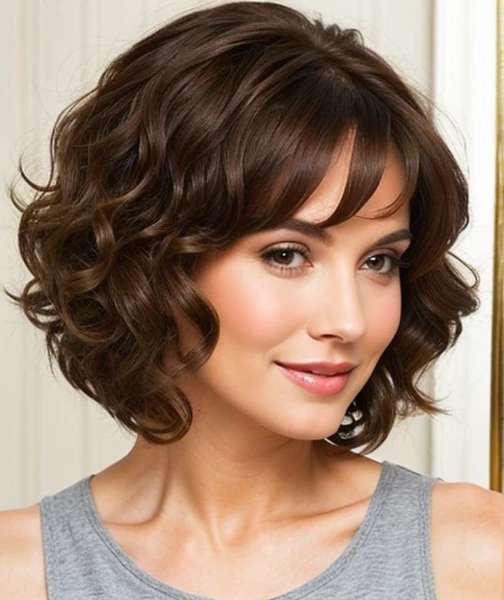 Shoulder-Length Curly Long Bob