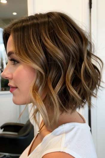 Shoulder-Length Highlighted Curls