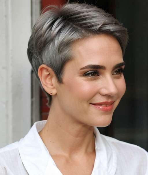 Straight Gray Pixie