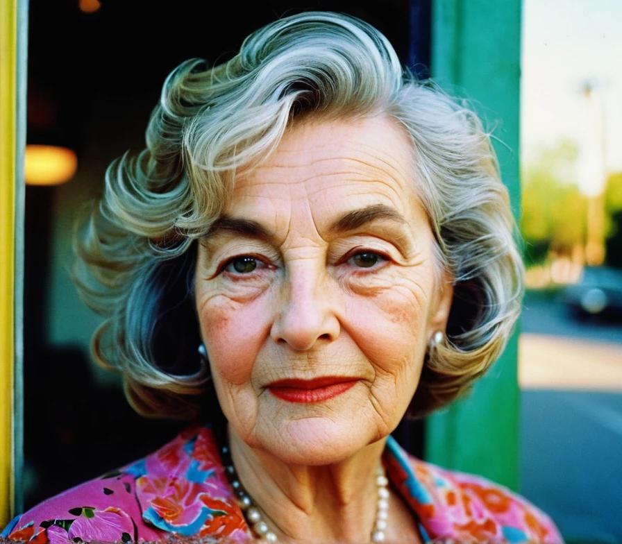 Senior woman with a wavy lob and side-swept bangs, providing a soft and modern look.