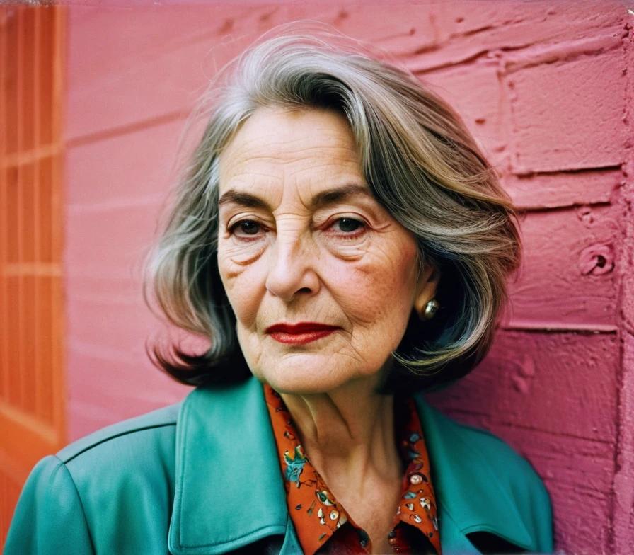 Older woman with a textured lob and side fringe, adding depth and modernity.