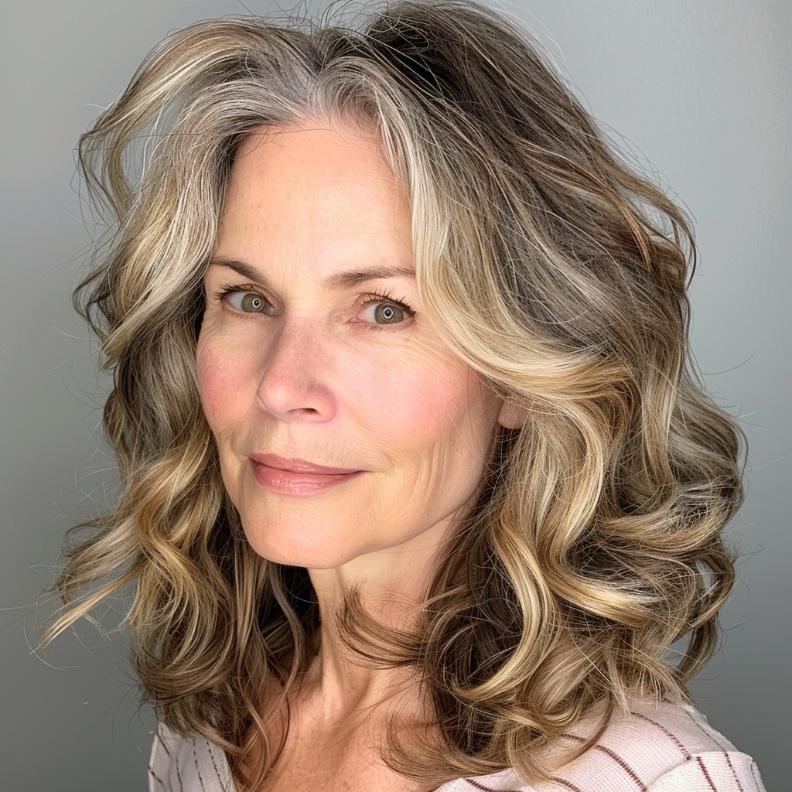 A Shoulder-Length Cut with Soft Curls for Women Over 40 with Thick Hair, balancing volume with gentle waves.