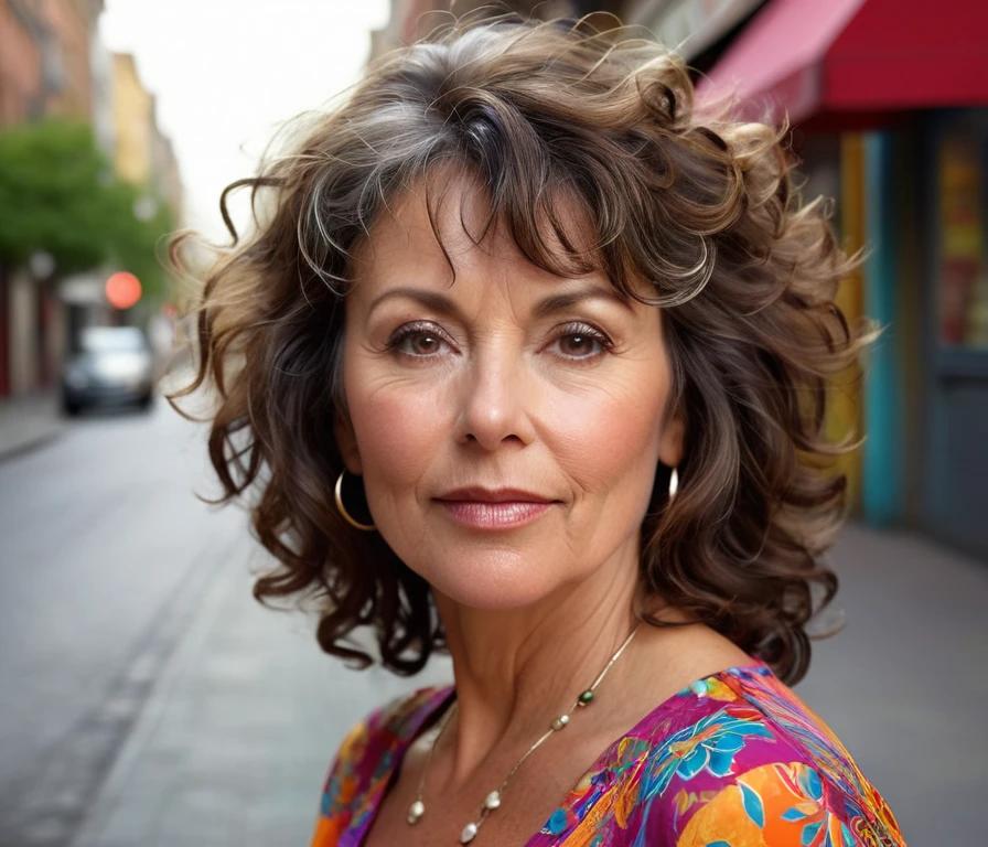 A curly shag haircut with added volume and bounce, embracing natural curls for a vibrant look for women over 50.