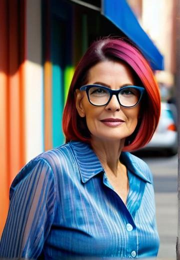 A modern asymmetrical bob that adds flair, perfect for women over 50 with glasses.