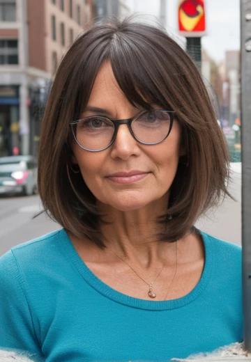  A soft, feathered bob with side bangs, ideal for women over 50 who wear glasses.