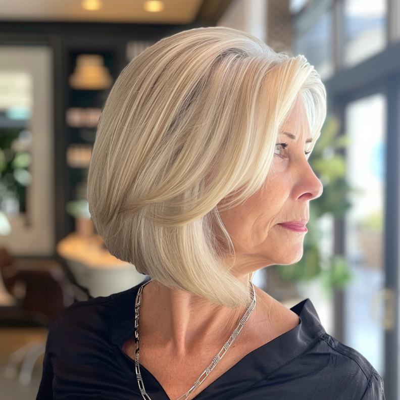 Classic Tapered Bob for Women Over 60 with Fine Hair, offering a fuller, voluminous shape