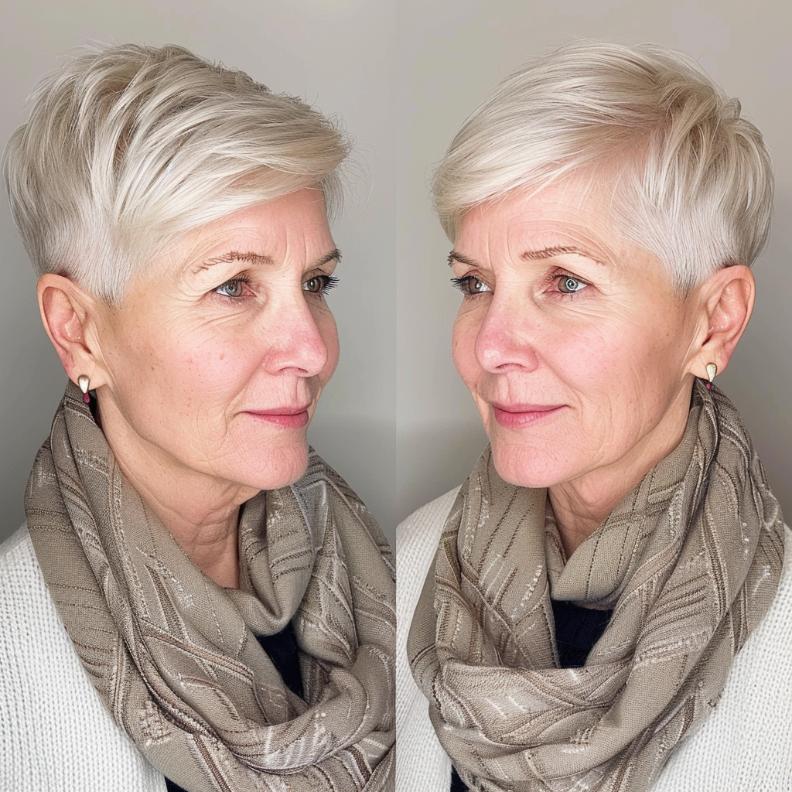 Classic Tapered Pixie for Women Over 60 with Fine Hair, enhancing height and fullness