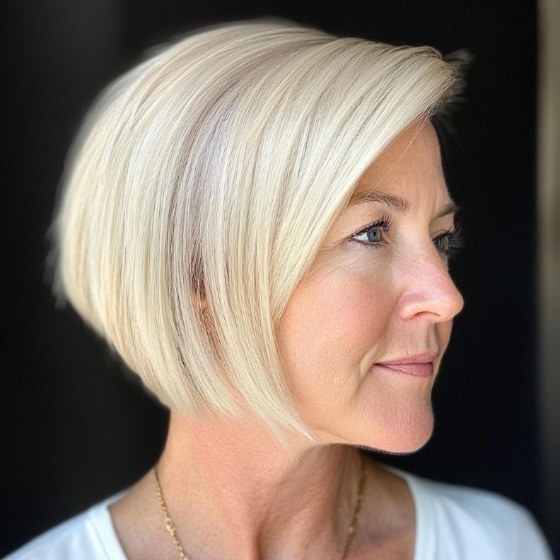 Edgy Bob with Undercut for women over 50, showcasing a hidden undercut for a bold and modern twist.