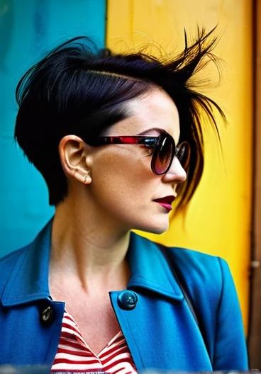 Edgy undercut pixie cut with added texture, perfect for women over 40 seeking a modern style.