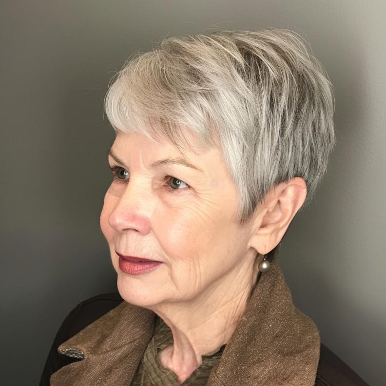 Elegant Classic Pixie Cut for Short Hairstyles For Women Over 60 With Fine Hair, showcasing a timeless short hairstyle.