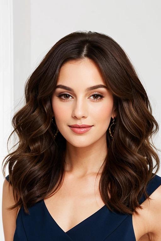 Half-up half-down long curls creating a versatile and chic look for a woman over 50