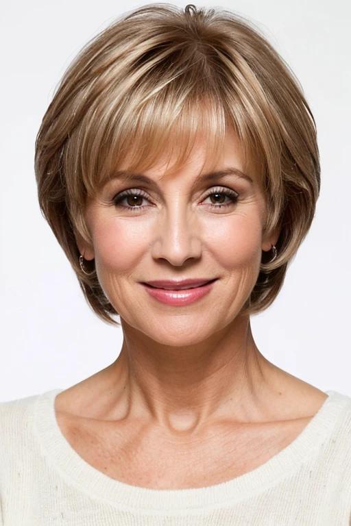 Pixie cut with side-swept bangs for women over 50 with fine hair, adding a soft, sweeping effect.