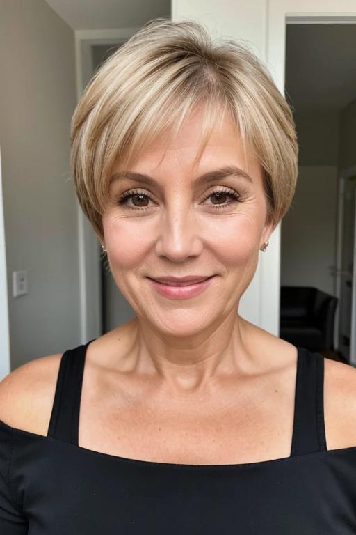 Short tapered cut for women over 50 with fine hair, adding height and volume with a gradual length transition.