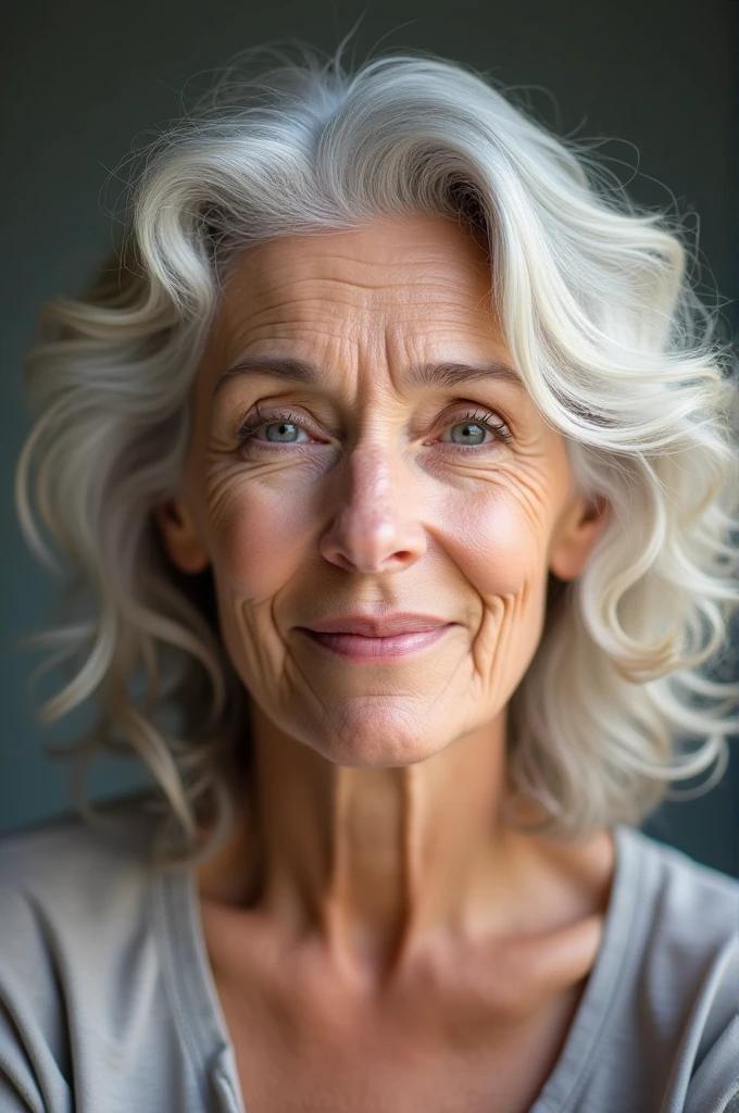 Soft curls medium-length hairstyle for women over 60, gentle and elegant with soft curls