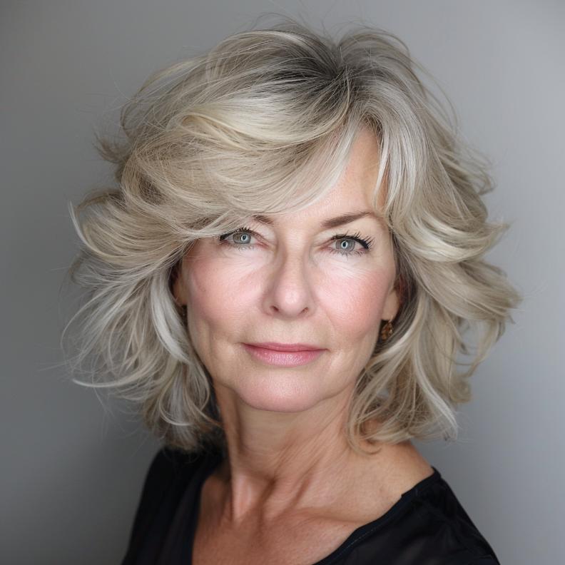 Textured Choppy Layers with Wispy Ends for Women Over 60 with Fine Hair, providing a soft, voluminous look