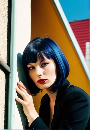 Timeless classic bob with blunt bangs, offering a youthful vibe for women over 40.