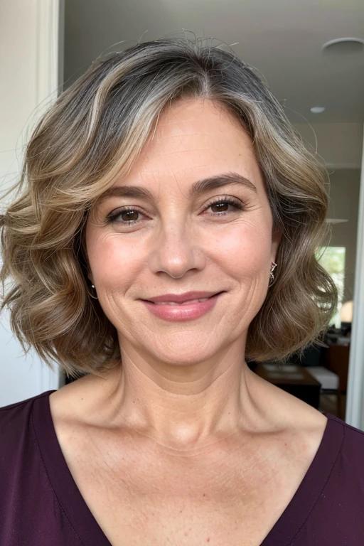 Wavy bob for women over 50 with fine hair, enhancing volume with soft, natural waves.