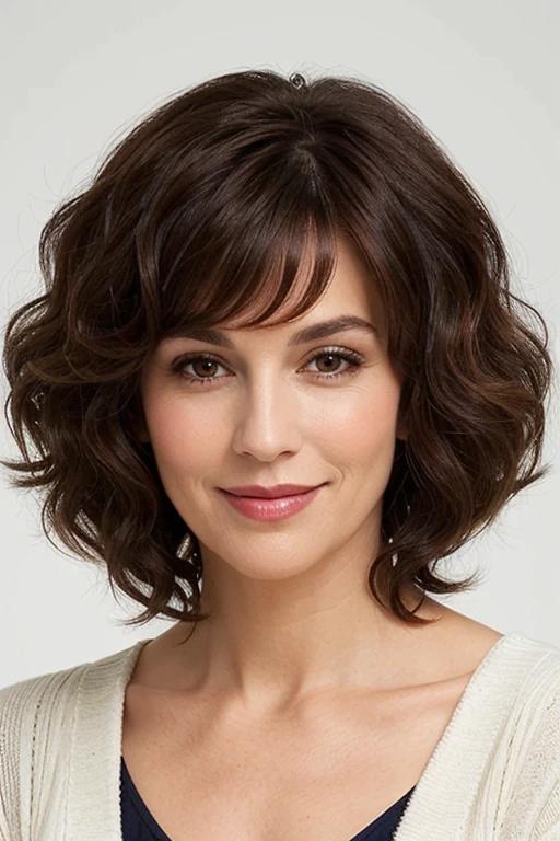 Wavy bob hairstyle for women over 50 with fine hair, adding gentle waves for a relaxed and voluminous effect