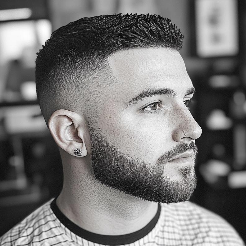 A bold high fade adds definition to this popular Edgar haircut for men.