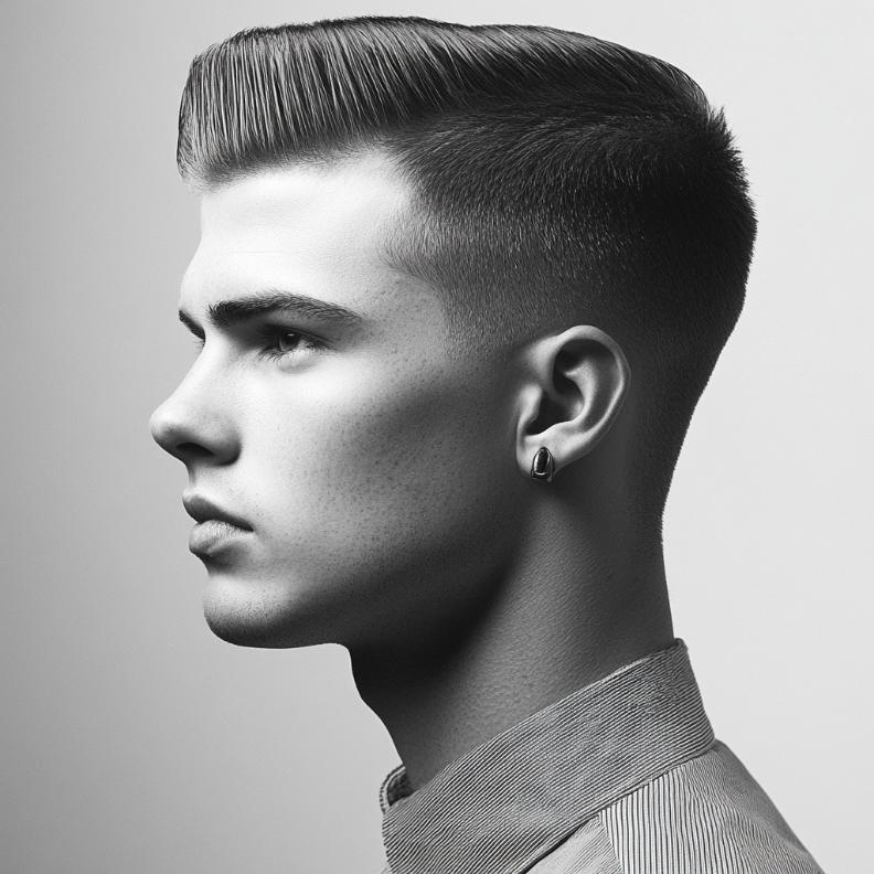 A classic Flat Top with Fade, embodying iconic Short Hairstyles and Haircuts for Men.