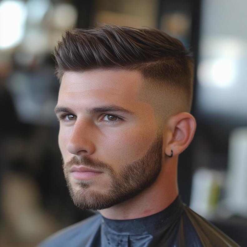  A defined Hard Part with Fade, a modern edge in Short Hairstyles and Haircuts for Men.