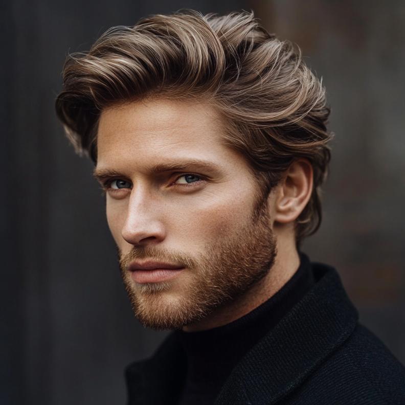 A gentleman’s cut, a timeless and elegant medium length hairstyle for men.