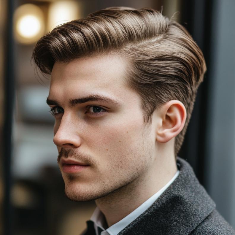 A medium-length Ivy League cut, combining style and sophistication in medium length hairstyles for men.