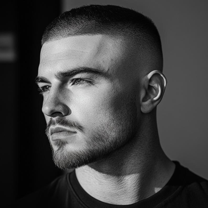 A sharp High and Tight style, ideal for clean-cut Short Hairstyles and Haircuts for Men.