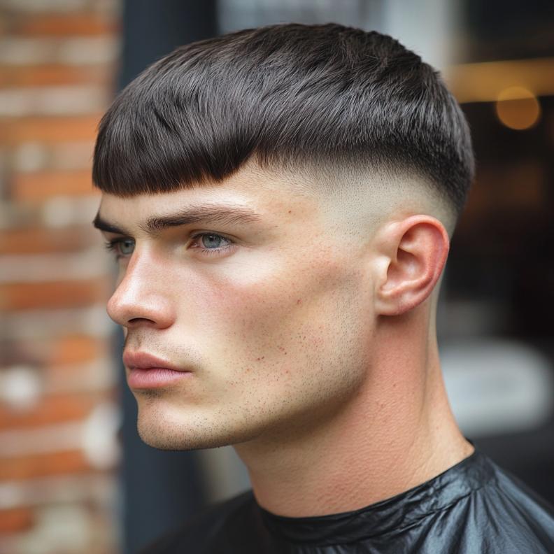 A sleek Short Fringe with Taper, a modern option in Short Hairstyles and Haircuts for Men.