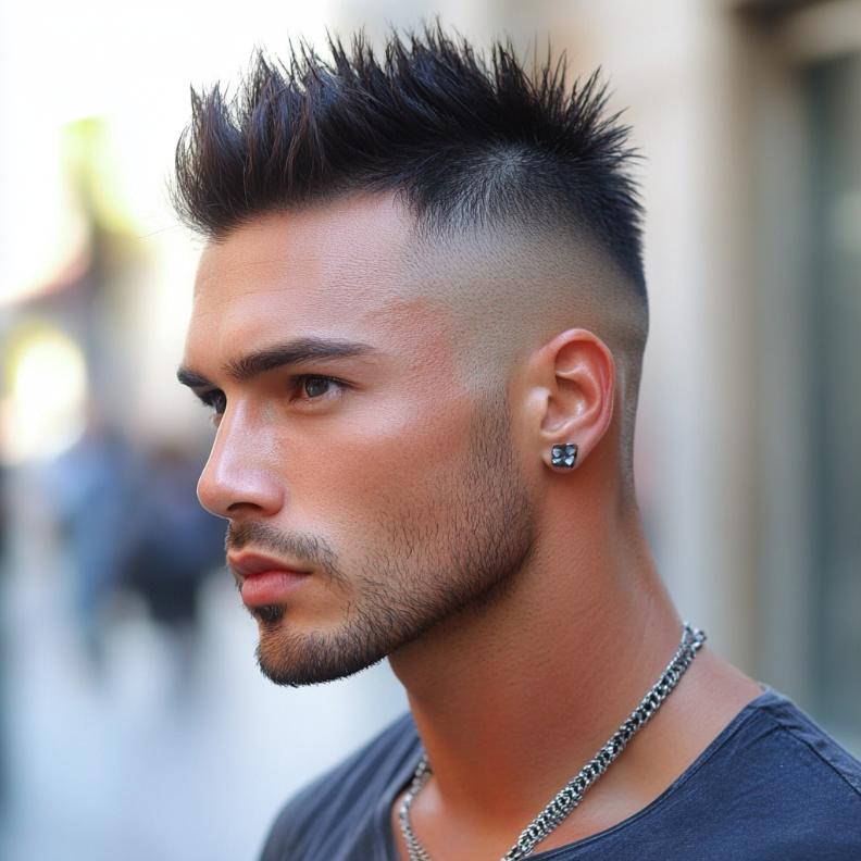 A striking Short Mohawk Fade, showing boldness in Short Hairstyles and Haircuts for Men.