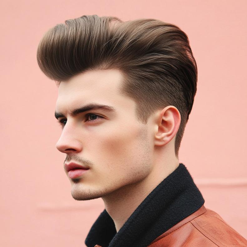 A stylish blend of a pompadour and classic fringe for a unique Edgar haircut for men.