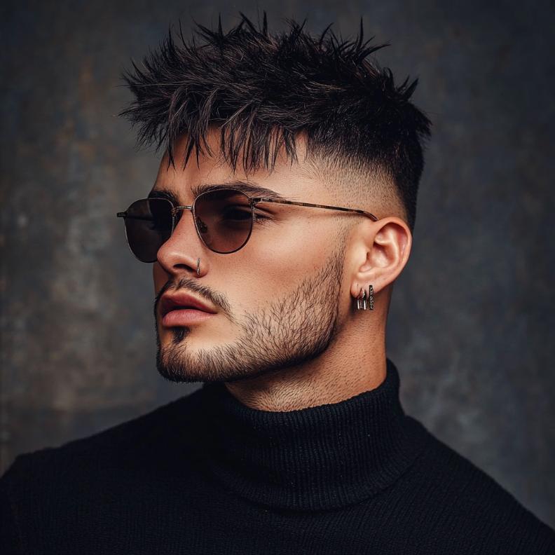 A trendy fade combined with the distinctive fringe of Edgar haircuts for men.