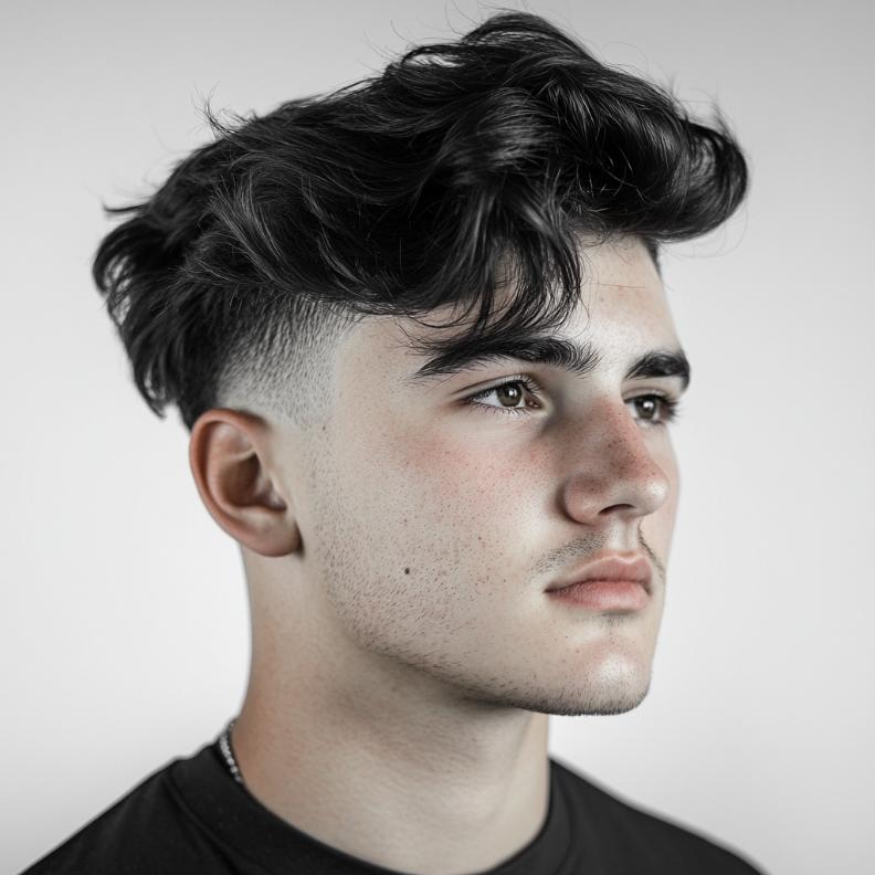 A wavy taper fade, a modern twist on medium length hairstyles for men.