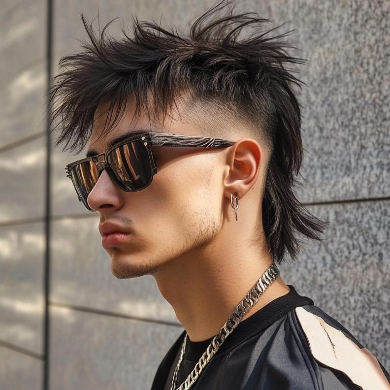 An edgy mullet adds a unique twist to this bold Edgar haircut for men.