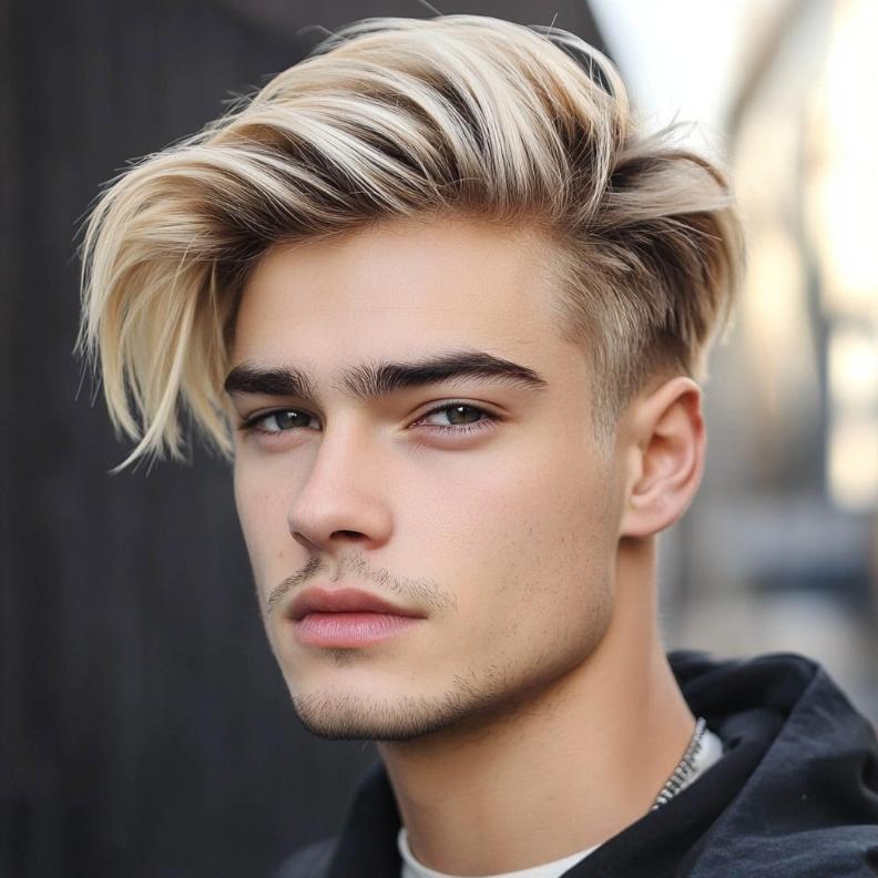 Blonde highlights make this Edgar haircut for men stand out with a fresh look.