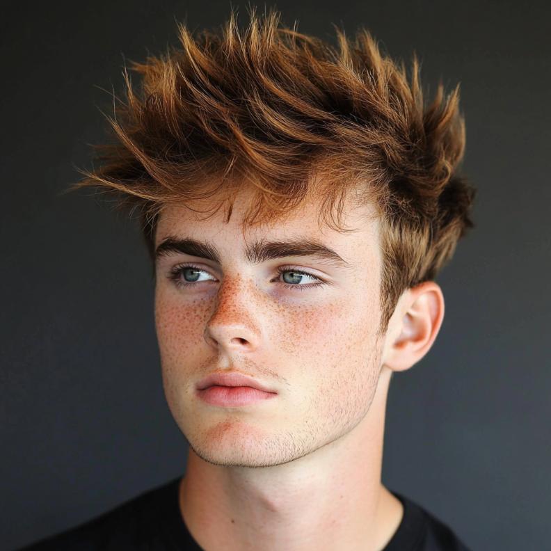 Medium-length spiky hair, a textured and edgy choice in medium length hairstyles for men.