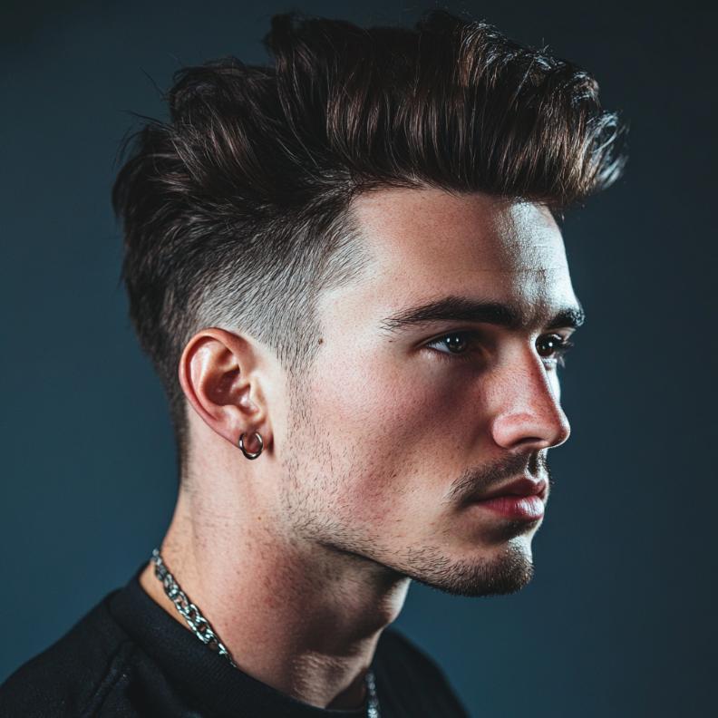 The voluminous quiff adds flair to this stylish Edgar haircut for men.