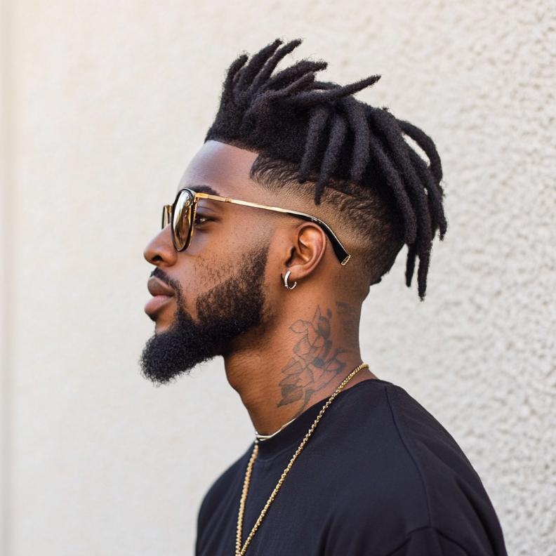 Trendy Short Dreads with Fade, blending tradition and style in Short Hairstyles and Haircuts for Men.